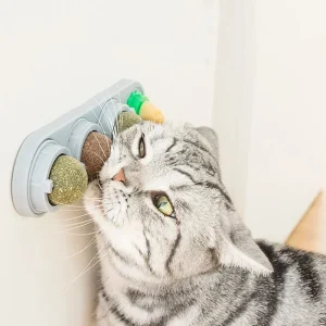 4 in 1 Rotating Catnip Silver Wall Stick-on Toy