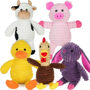 5 Pack Dog Toys Plush Dog Squeaky Toys,